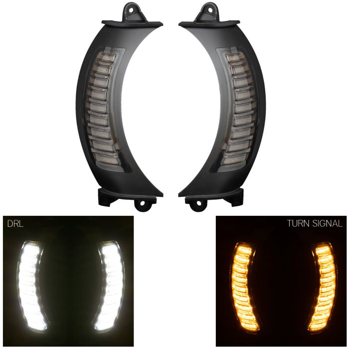 Black Visionz LED Turn Signal and DRL Vent Inserts for Road Glide 2015-2023