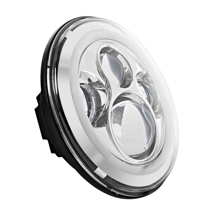 Chrome HALOMAKER LED Headlight, angled view