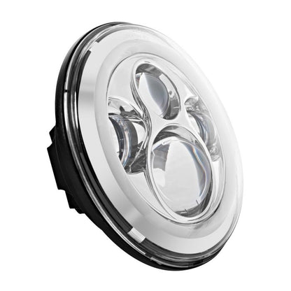 Chrome HALOMAKER LED Headlight, angled view