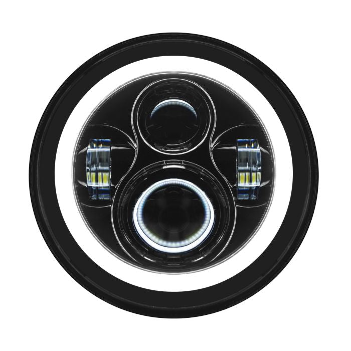 Black HALOMAKER LED Headlight for Touring and Softail