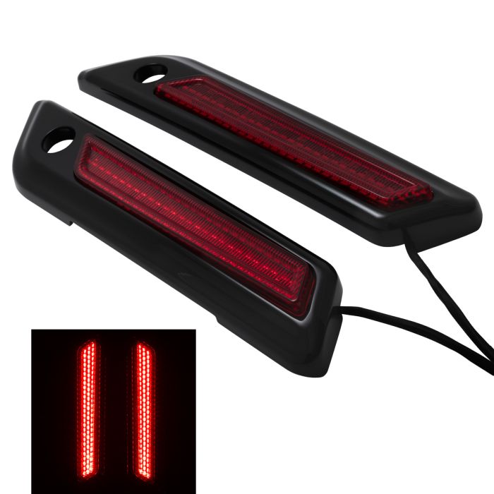 Saddlebag LED Latch Coverz™, Black/Red Lens